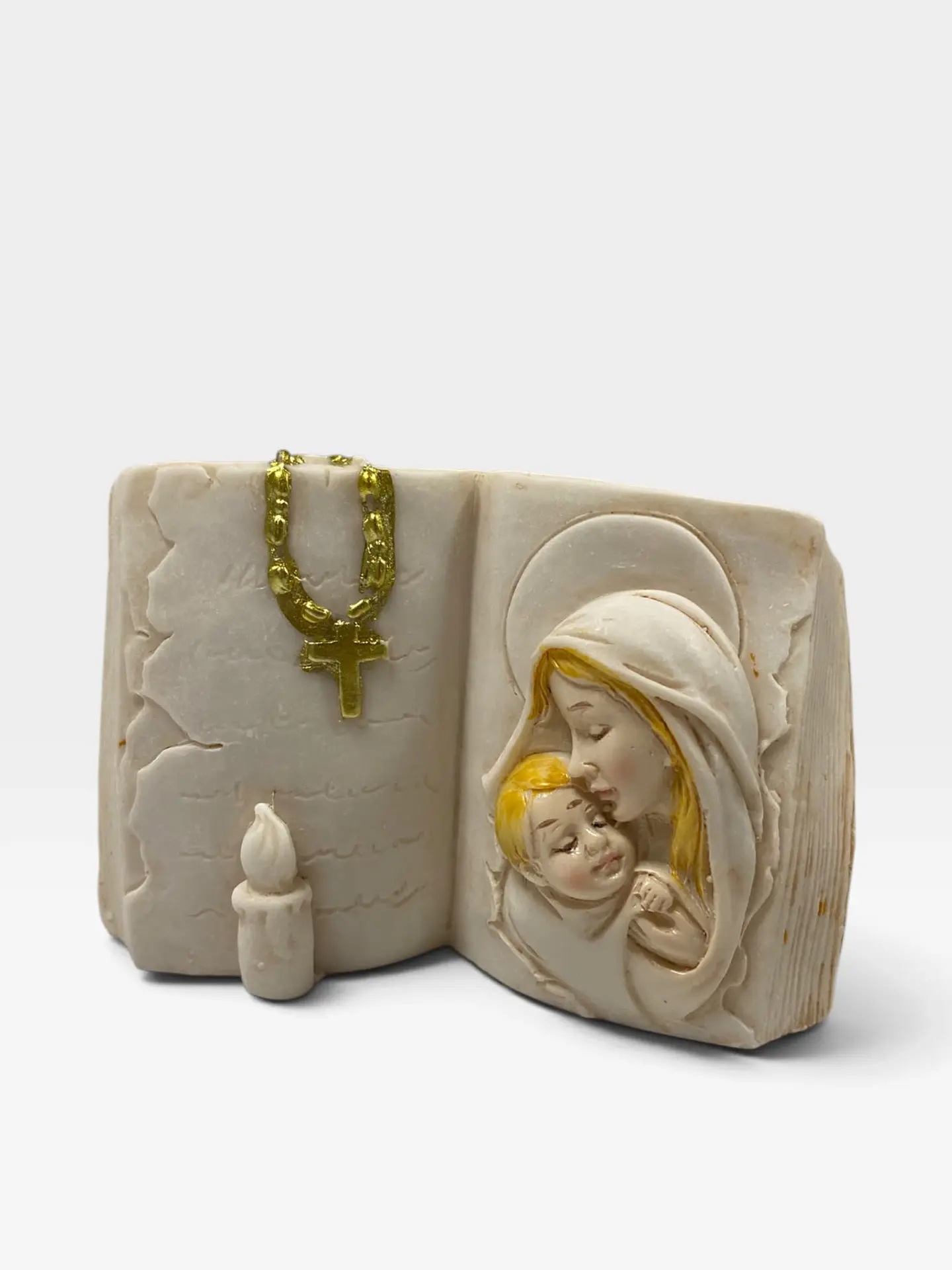 ADORNO RELIGIOSO LIBRO VIRGEN POLIRESINA 1