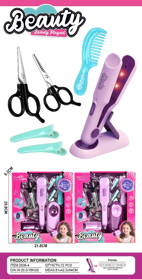 JUGUETE DE PLANCHA PARA EL CABELLO Y ACCESORIOS