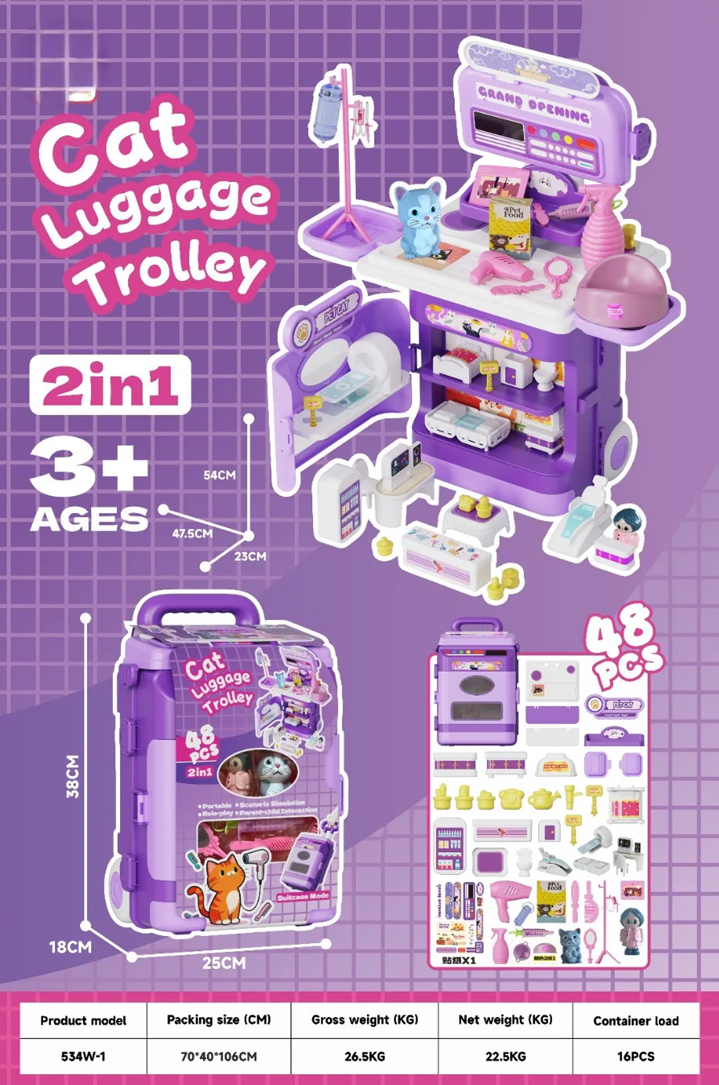 JUGUETE MALETA DE EQUIPAJE DE PELUQIERÍA DE ANIMALES 1