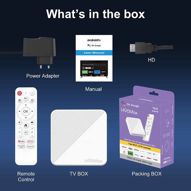 H96 MAX H313 Tv Box 4K -Blanco