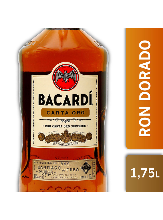 BACARDI CARTA DE ORO 1.75 LT (TRES O MAS UNIDADES)