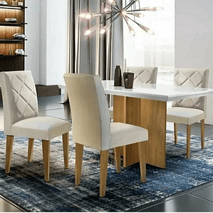 Conjunto Sala de Jantar Mesa com 4 Cadeiras Cayman Espresso Móveis Animalle Choc. Off White/Imbuia