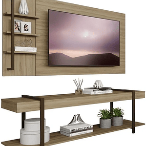 Rack c/Painel para Tv até 50' Ohio Carraro - Noce/Ouro Velho