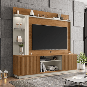 Estante Home para TV até 65 Polegadas 2 Portas LED Embutido Atlanta