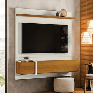 Painel com Porta Taipé Off White Perolizado e Freijó