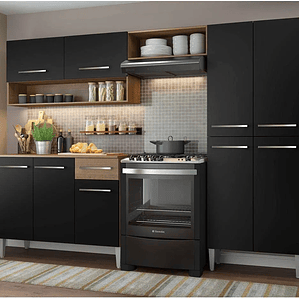 Cozinha Compacta  Emilly Pop Com Armário e Balcão - Rustic/branco