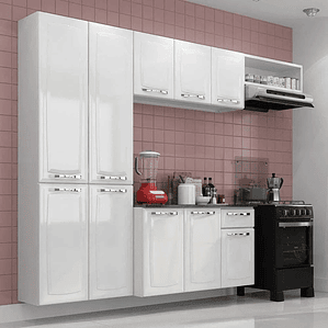 ITATIAIA Cozinha Completa Aço Amanda Com Paneleiro Duplo Armário Aéreo e Balcão Branco Nevada
