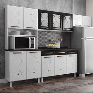 Cozinha de Aço Completa Telasul Mirage Com Balcão Branco/preto