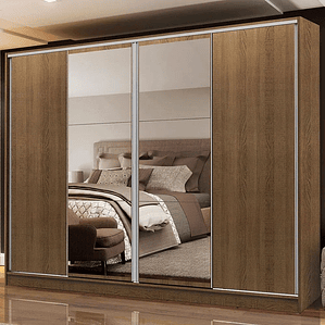 Guarda-roupa Casal Apolo 4 Portas de Correr com Espelho