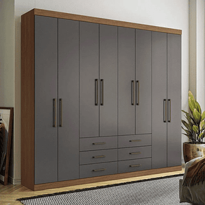 Guarda Roupa Casal 8 Portas 6 Gavetas Master Santos Andirá Jatobá/grafite