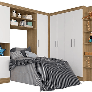 Guarda Roupa Modulado Solteiro Andrea Boreal/branco - Móveis Arapongas Boreal/branco