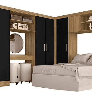 Guarda Roupa Casal Modulado Sarah Boreal/preto - Móveis Arapongas Boreal/preto Fosco