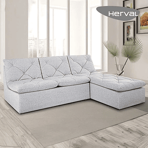 Sofá de 3 Lugares com Chaise-longue Herval Flora,