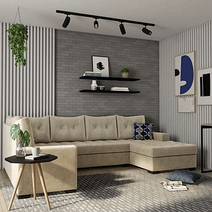 Sofá de Canto 6 Lugares com Chaise Direito Paris Suede Animale 