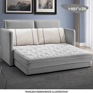 Sofá-cama Herval Aurora, com Colchão de Casal, 2 Lugares, Linho Chumbo