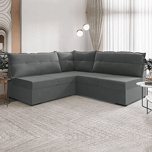 Sofá de Canto 5 Lugares Renaut Suede Cinza Mamflex