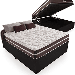 Cama Box Com Baú Casal + Colchão De Molas - Anjos - Classic Superlastic 138cm