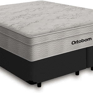 Cama Box Queen Preta + Colchão De Molas Ensacadas - Ortobom - AirTech SpringPocket 158x198x60cm