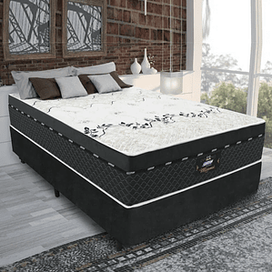 Cama Box Casal Colchão Molas Ensacadas Miami Gazin 138x188x70cm Branco/preto - Suporta até 120kg por pessoa