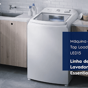 Máquina de Lavar Electrolux 15kg Branca Essential Care com Cesto Inox e Jet&Clean (LED15) - 127V