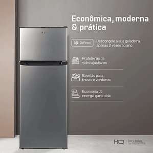 Geladeira Refrigerador HQ Defrost 230 Litros /Inox HQ-230RDF 220V