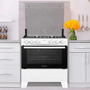 Fogão 5 bocas Atlas Mônaco Plus Branco com Acendimento Automático e Mesa Inox