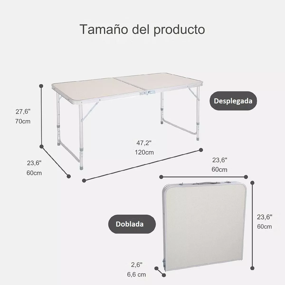 Mesa Plegable Tipo Maleta Camping 120 cm