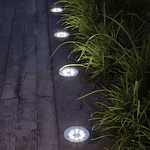 Pack 4 Focos Solares Jardín Estaca De 8 Led Tipo Embutido Color Blanco