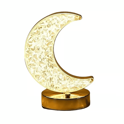 Lámpara Mesa Diseño Luna Recargable Usb Decorativo Dorado 3 Modos de Luz