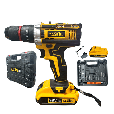 Taladro Percutor Amarillo Mandril Metalico 2 baterias 