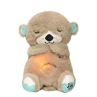 Peluche Nutria Sensitiva Relajante Para Dormir a Pilas Color Café 