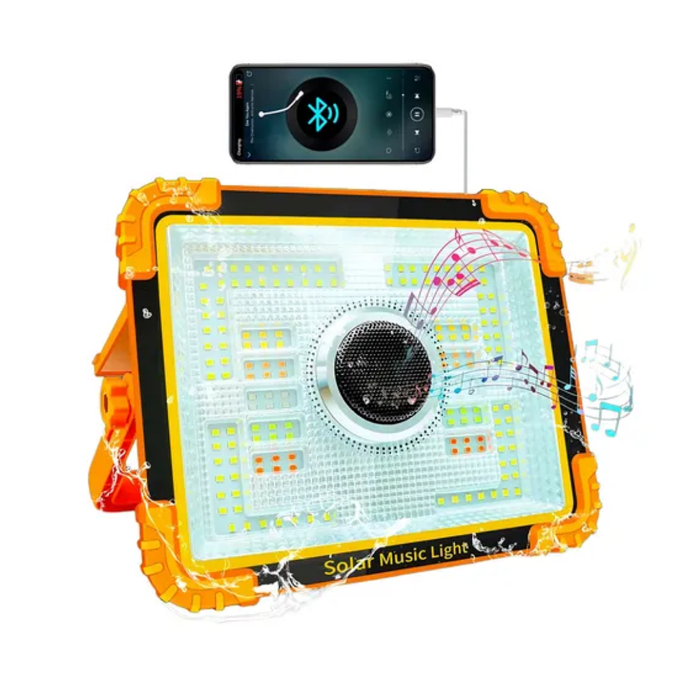 Reflector Solar Naranjo Con Parlante Recargable