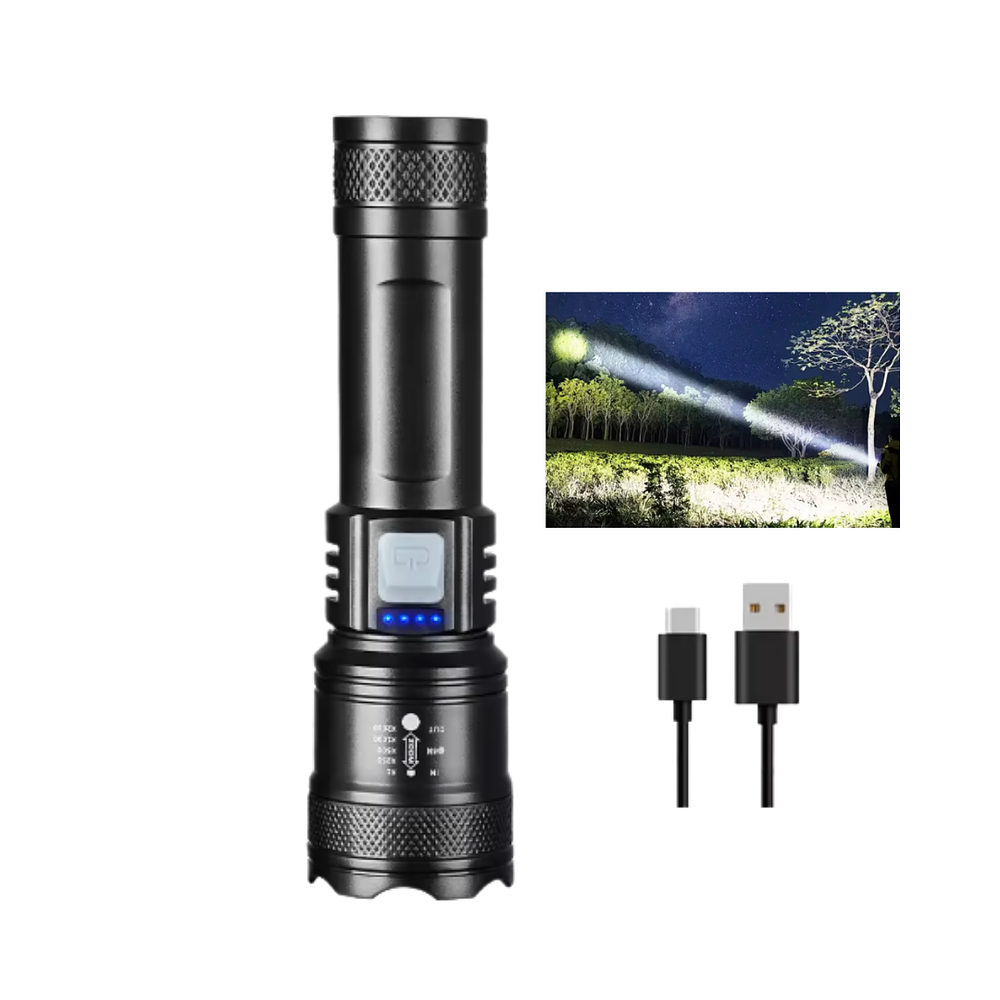 Linterna Con Zoom Recargable USB Alta Potencia