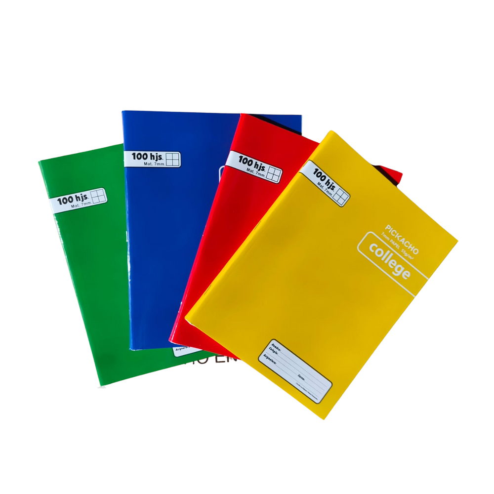 Cuaderno College 100 hojas Cuadriculado Colores