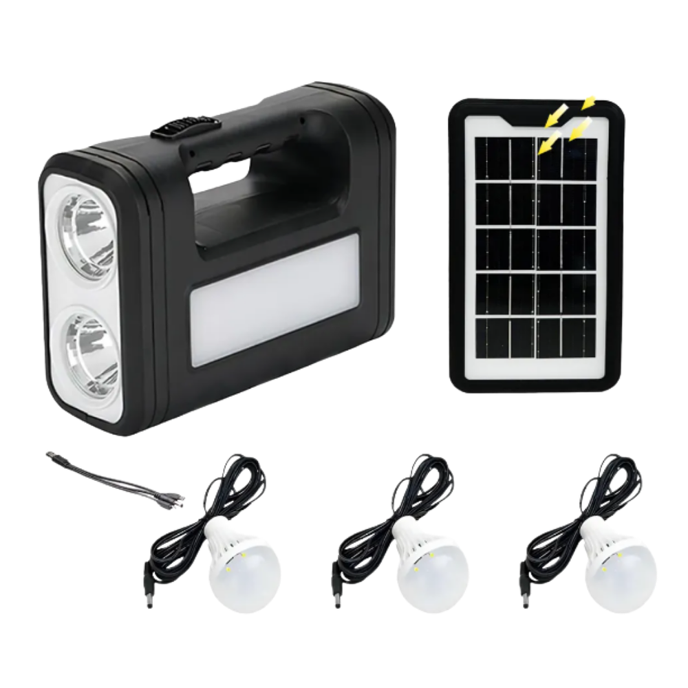 Kit Solar Portátil Power Bank 3 Ampolletas