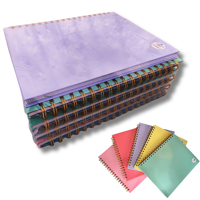 Pack 8 Unidades Cuadernos Tapa Dura Cuadriculados Colores Pasteles 