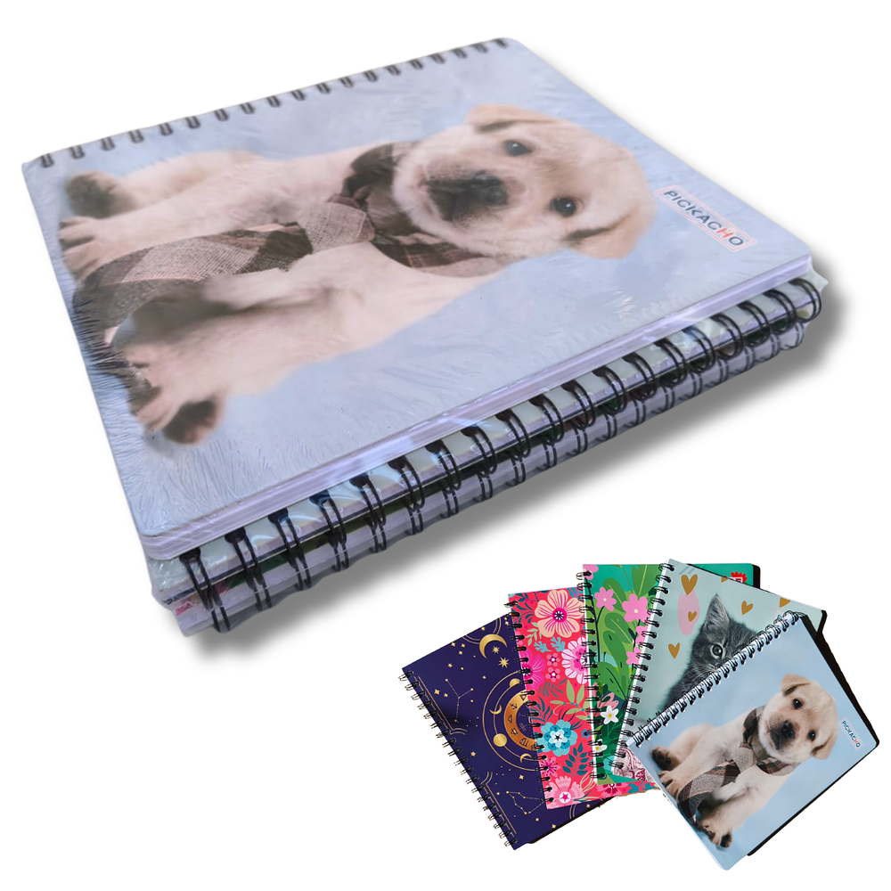 Pack de 5 Cuadernos Cuadriculados Con Diseño 