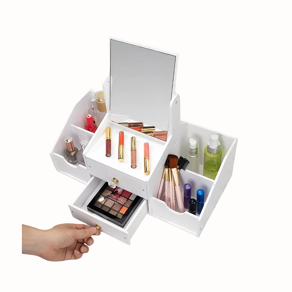 Cosmetiquero Organizador Con Espejo Armable 2 cajones