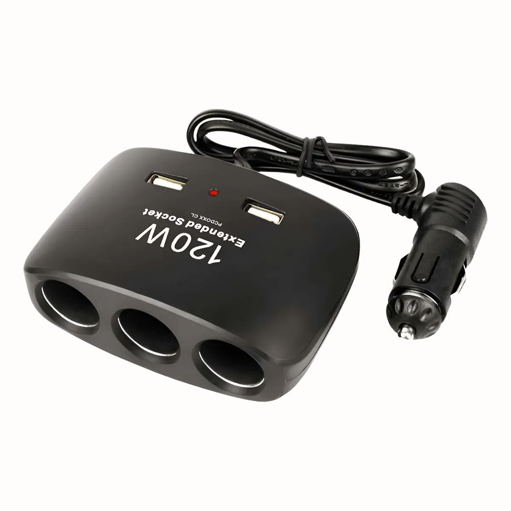 Adaptador de Auto con Entrada al Encendedor 120 W 3 Salidas 