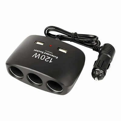 Adaptador de Auto con Entrada al Encendedor 120 W 3 Salidas 