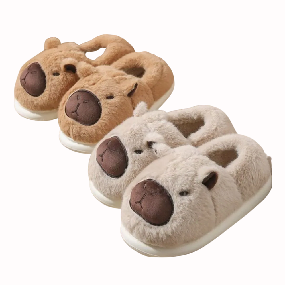 Pantuflas Diseño Capibara Peluditas Par 