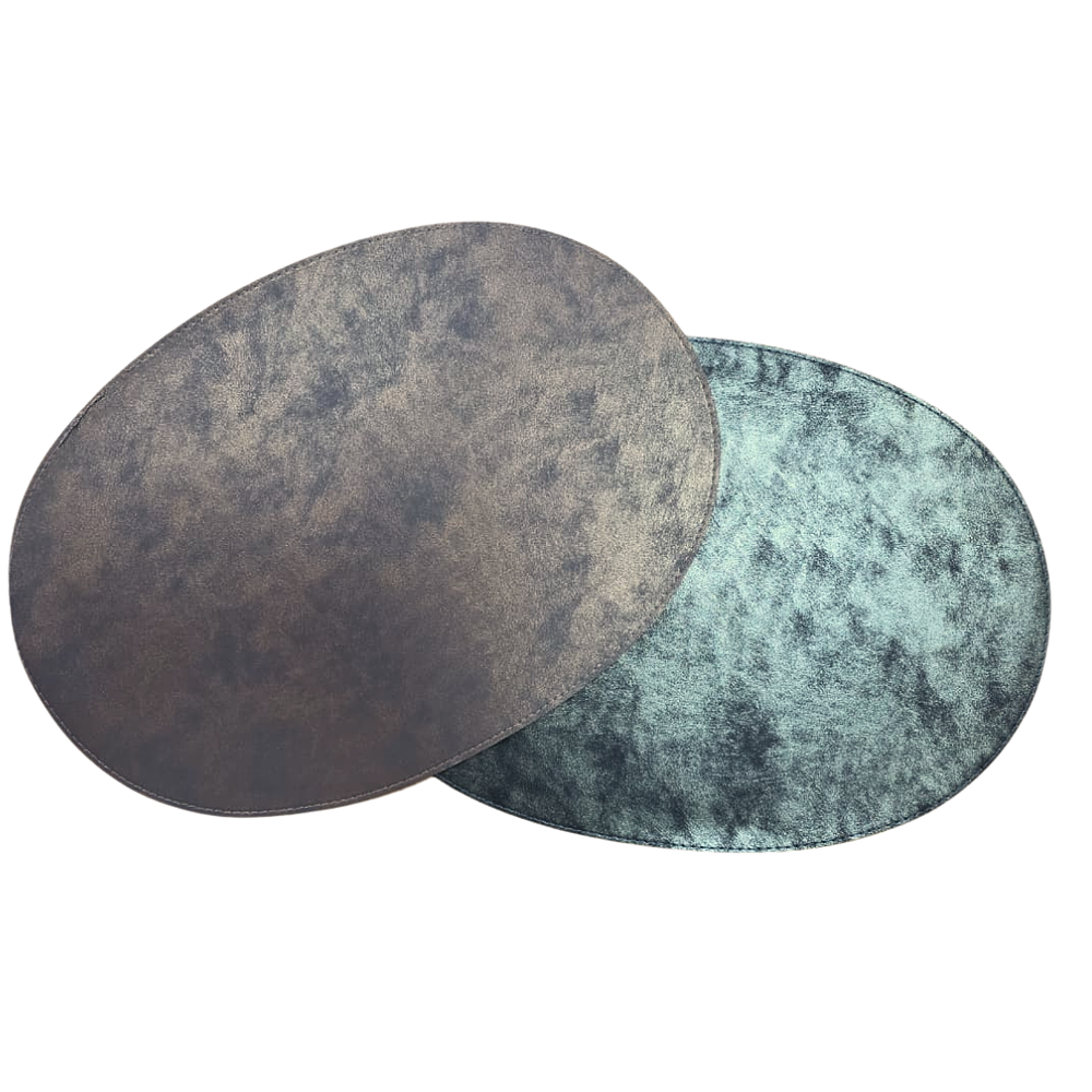 Individual Eco cuero Ovalado Colores Cobre Metálico