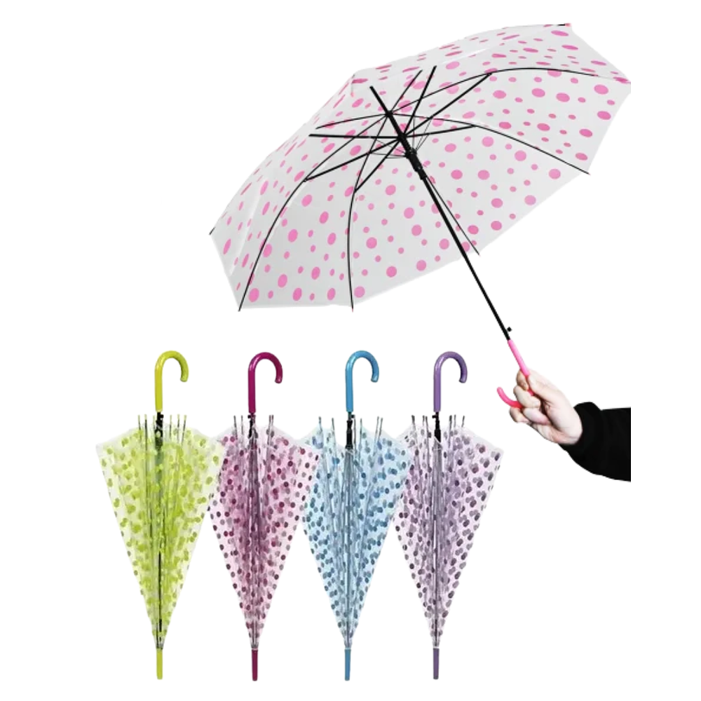 Paraguas Transparente Puntos de Colores 54 cm