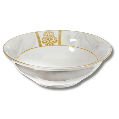 Plato Hondo Cerámica Borde Dorado Diseño Mármol 7 Pulgadas