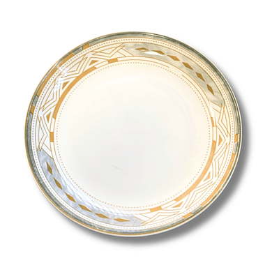 Plato Cerámica Borde Decorado Dorado 9 Pulgadas
