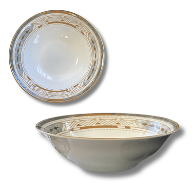 Plato Hondo Cerámica Borde Decorado Dorado 8 Pulgados