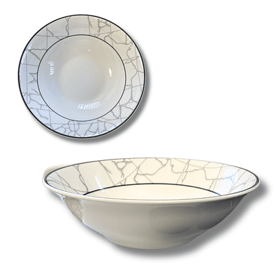 Plato Cerámica Borde Negro Diseño Mármol 20 CM