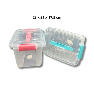 Caja Plástica Transparente con Tapa 28 x 21 x 17,5 cm