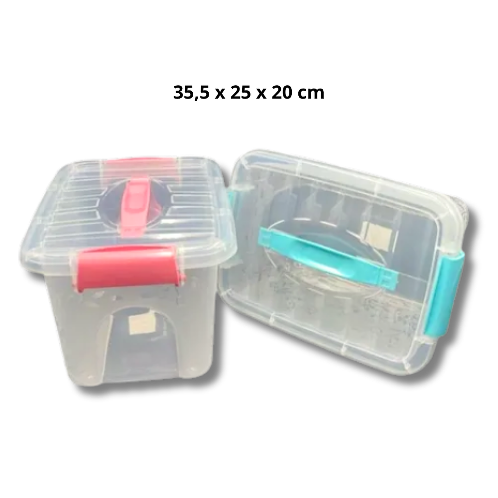 Caja Plástica Transparente con Tapa 35,5 x 25 x 20 cm