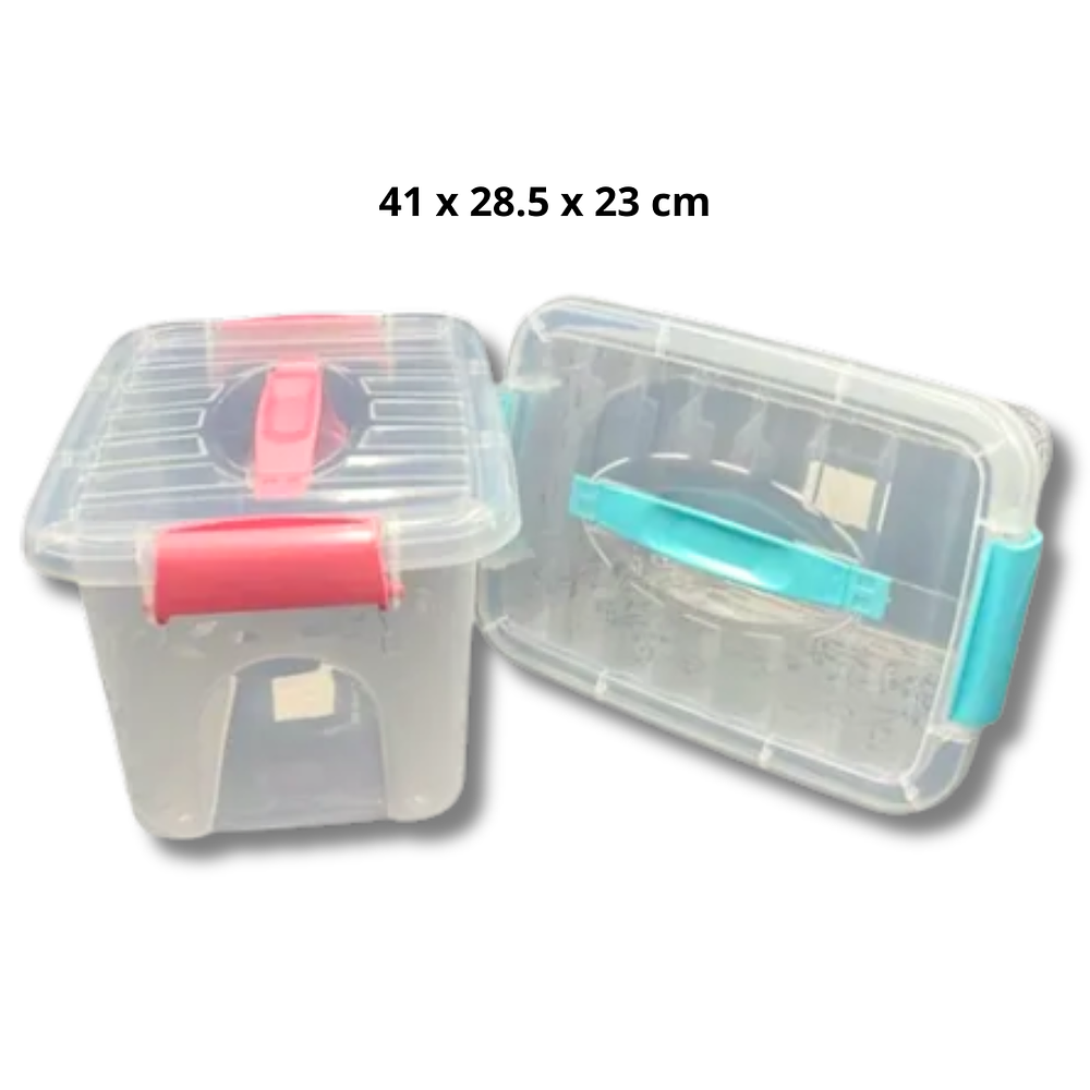 Caja Plástica Transparente con Tapa 41 x 28,5 x 23 cm